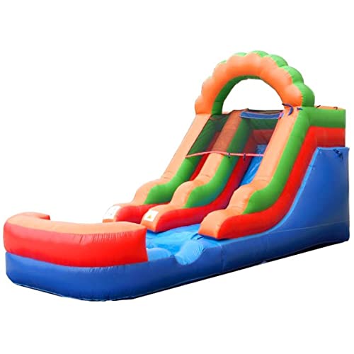 Inflatable Water Slide for Kids - Residential Backyard Inflatable Slide for Summer Fun - Rainbow Slide with Water Pool Complete Setup with Blower, and Stakes - 21' x 9' - 12' Tall Slide